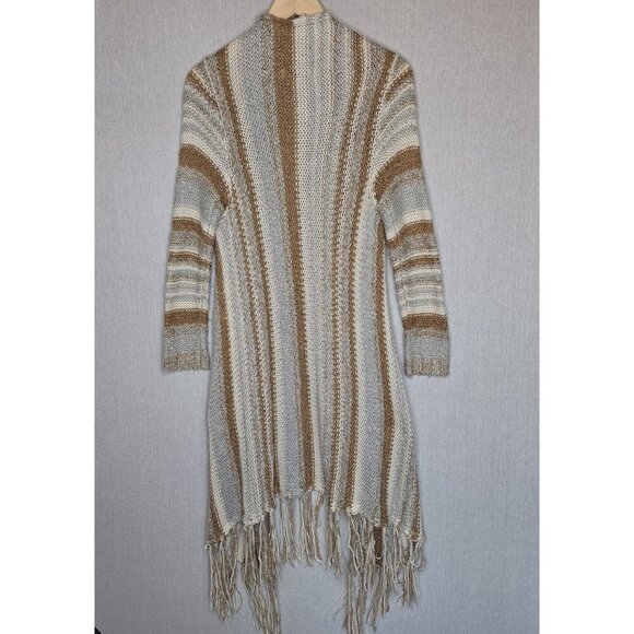 💙 Knox Rose Long Line Fringe Cardigan Size M Warm Cozy Western Boho Cottage Fes - Picture 7 of 8